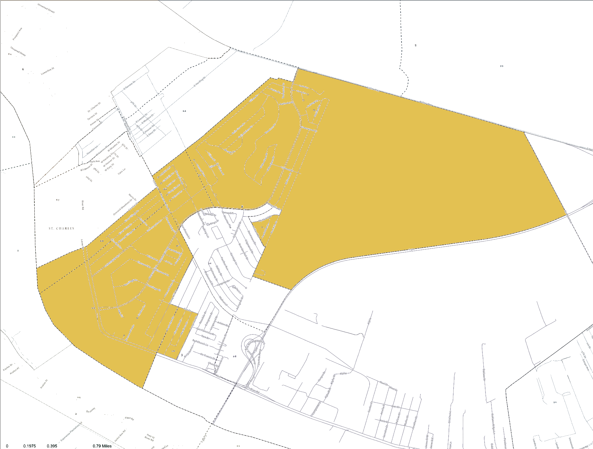 School Board District 8 map with District 8 shaded campaign gold